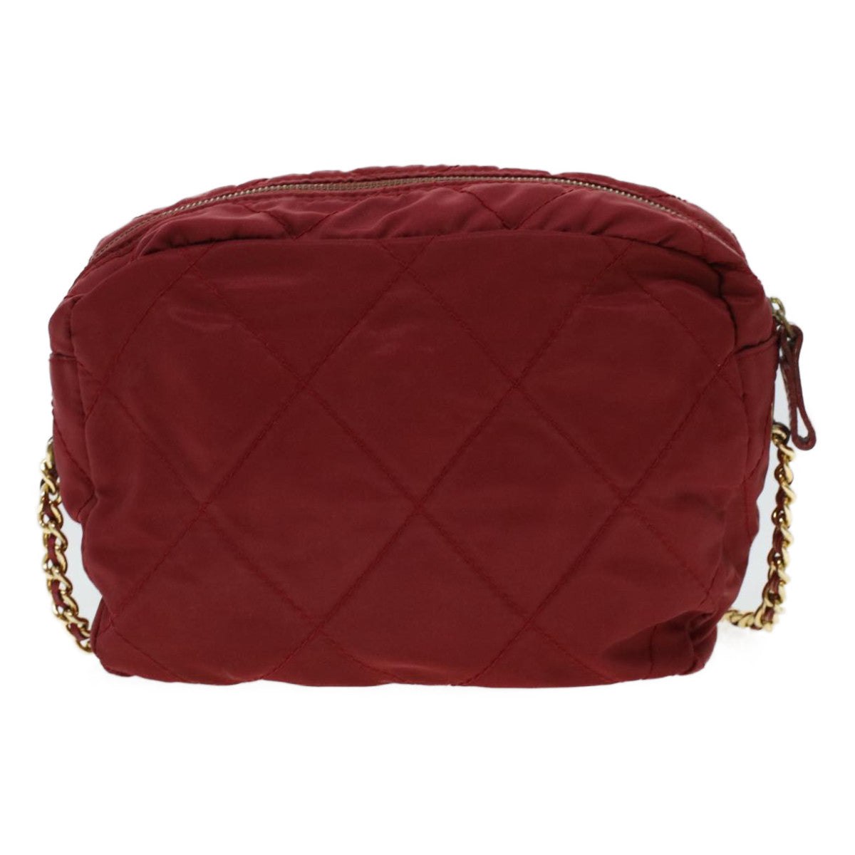 PRADA Quilted Chain Shoulder Bag Nylon Red Auth 41350 - 0