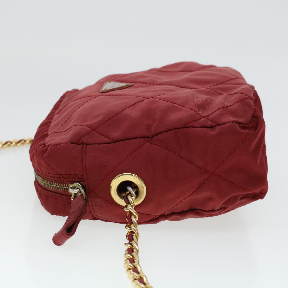 PRADA Quilted Chain Shoulder Bag Nylon Red Auth 41350