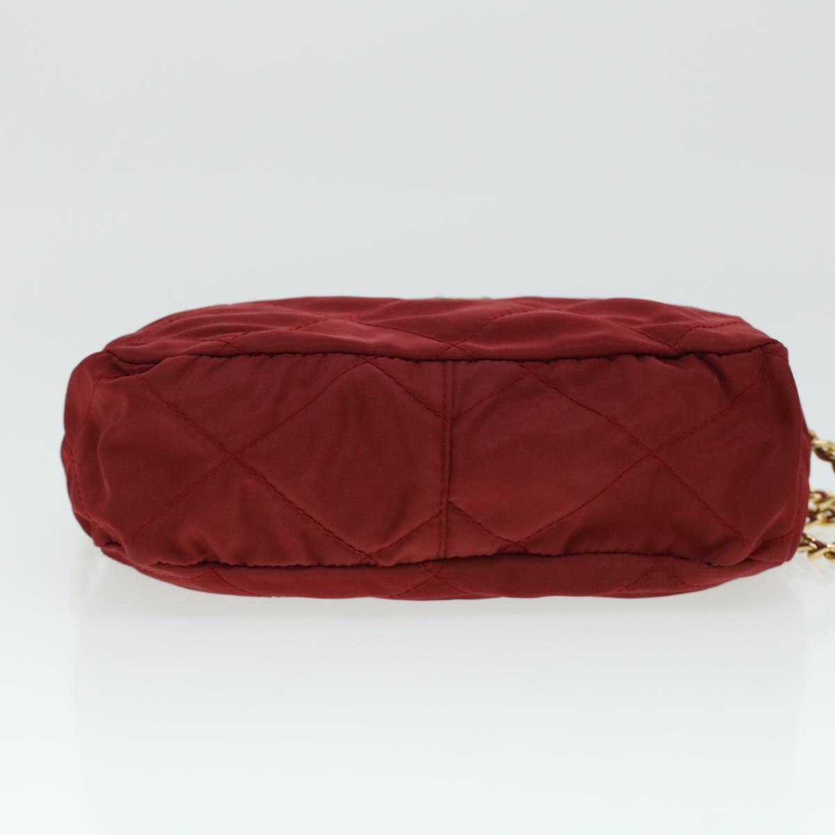 PRADA Quilted Chain Shoulder Bag Nylon Red Auth 41350