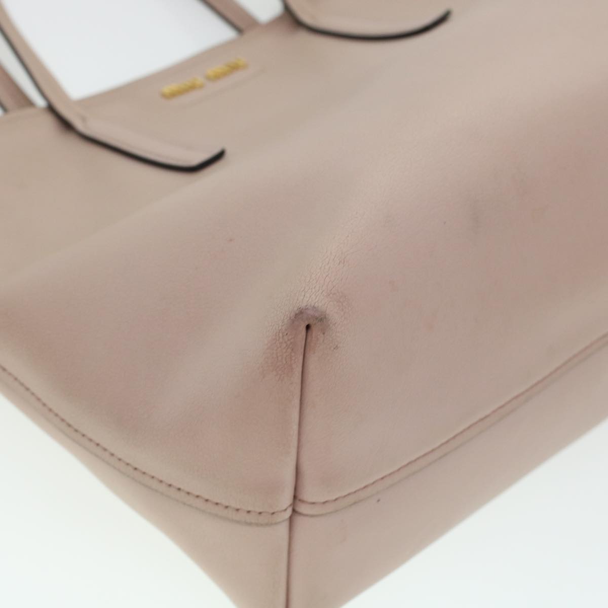 Miu Miu Tote Bag Leather Pink Auth 41351