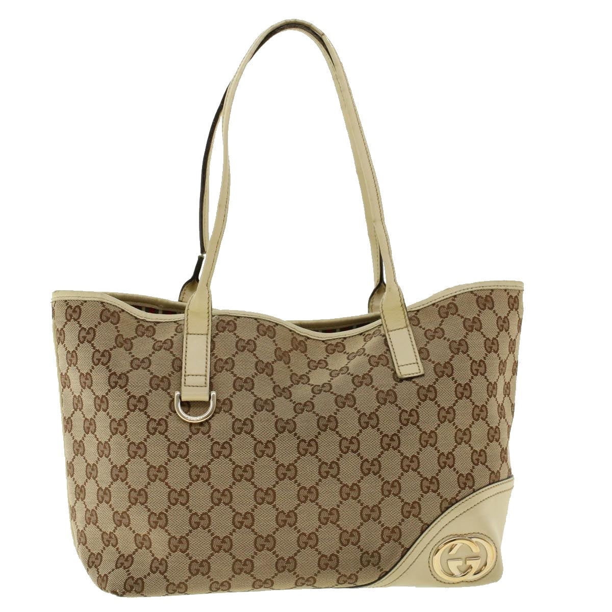 GUCCI GG Canvas Tote Bag Beige 169946 Auth 41352