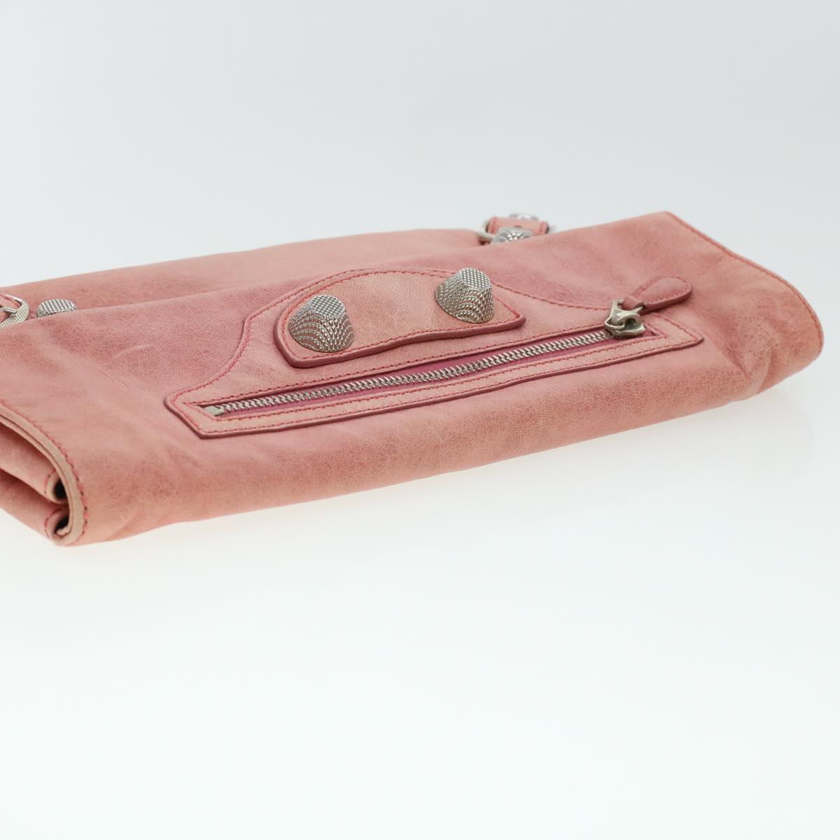 BALENCIAGA Giant Envelope Clutch Clutch Bag Leather Pink 186182 Auth 41400