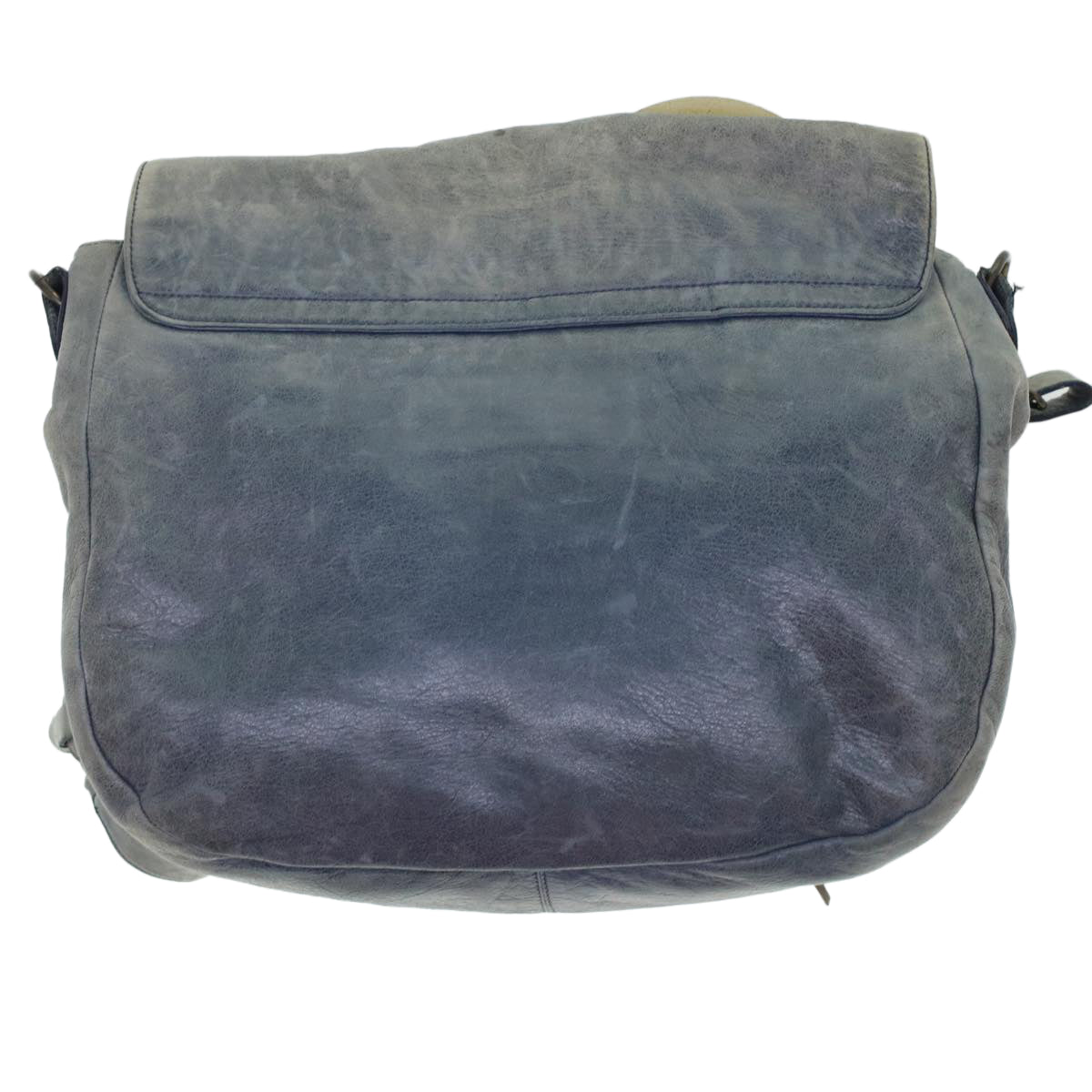 BALENCIAGA Classic Folk Shoulder Bag Leather Navy 246432 Auth 41401 - 0