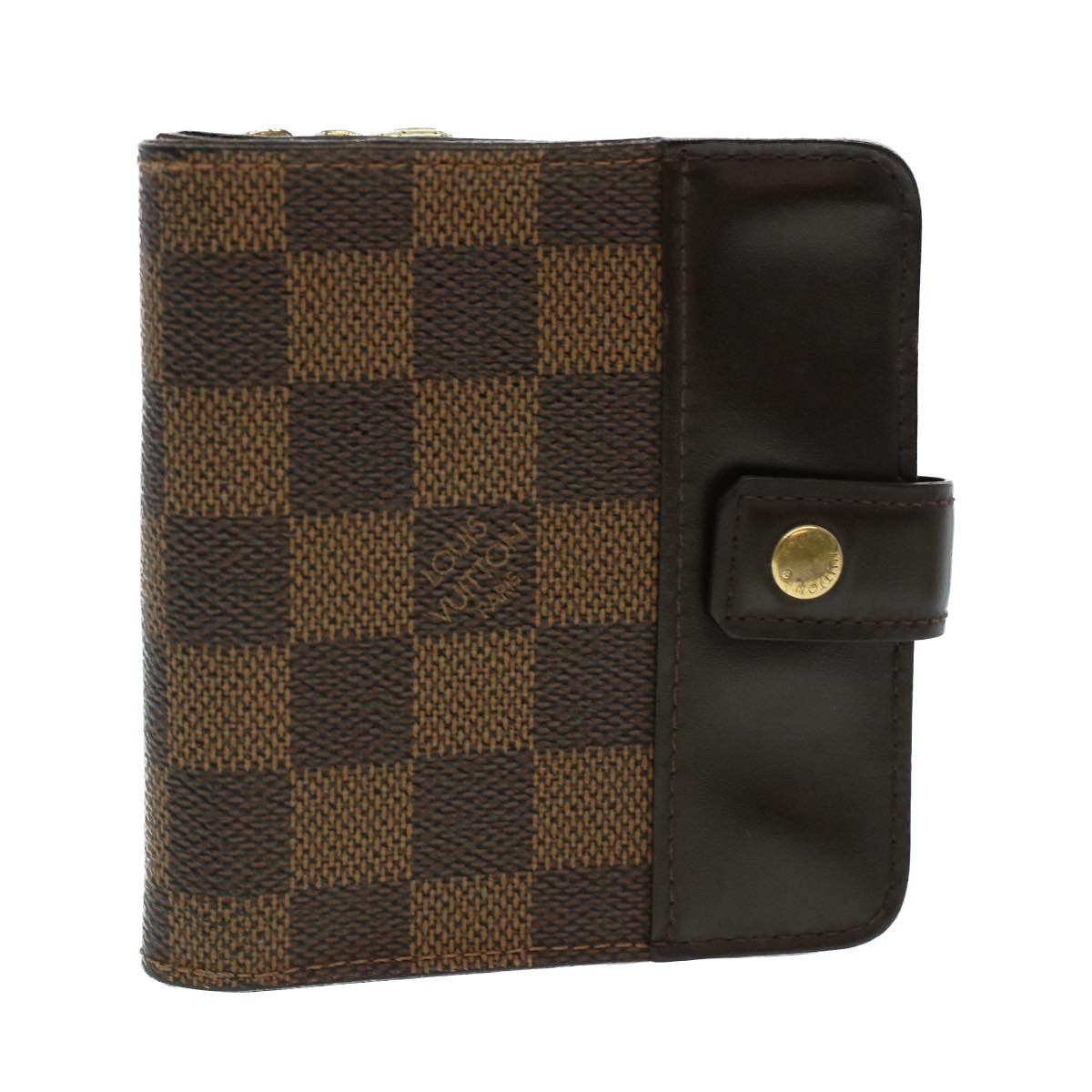 LOUIS VUITTON Damier Ebene Compact zip Wallet N61668 LV Auth 41426