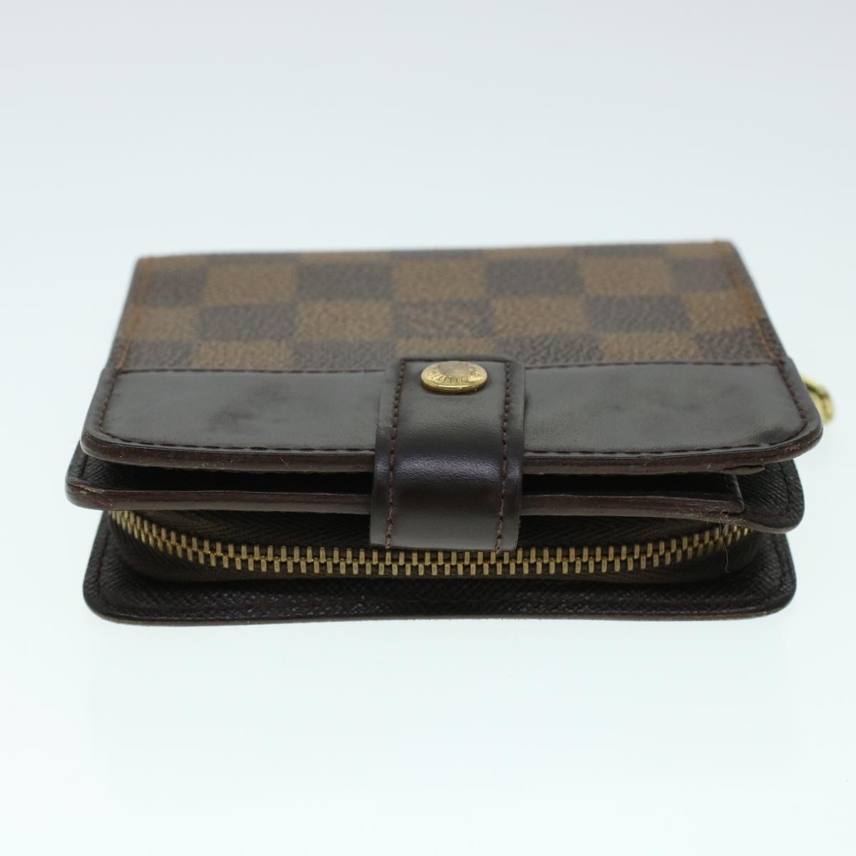 LOUIS VUITTON Damier Ebene Compact zip Wallet N61668 LV Auth 41426