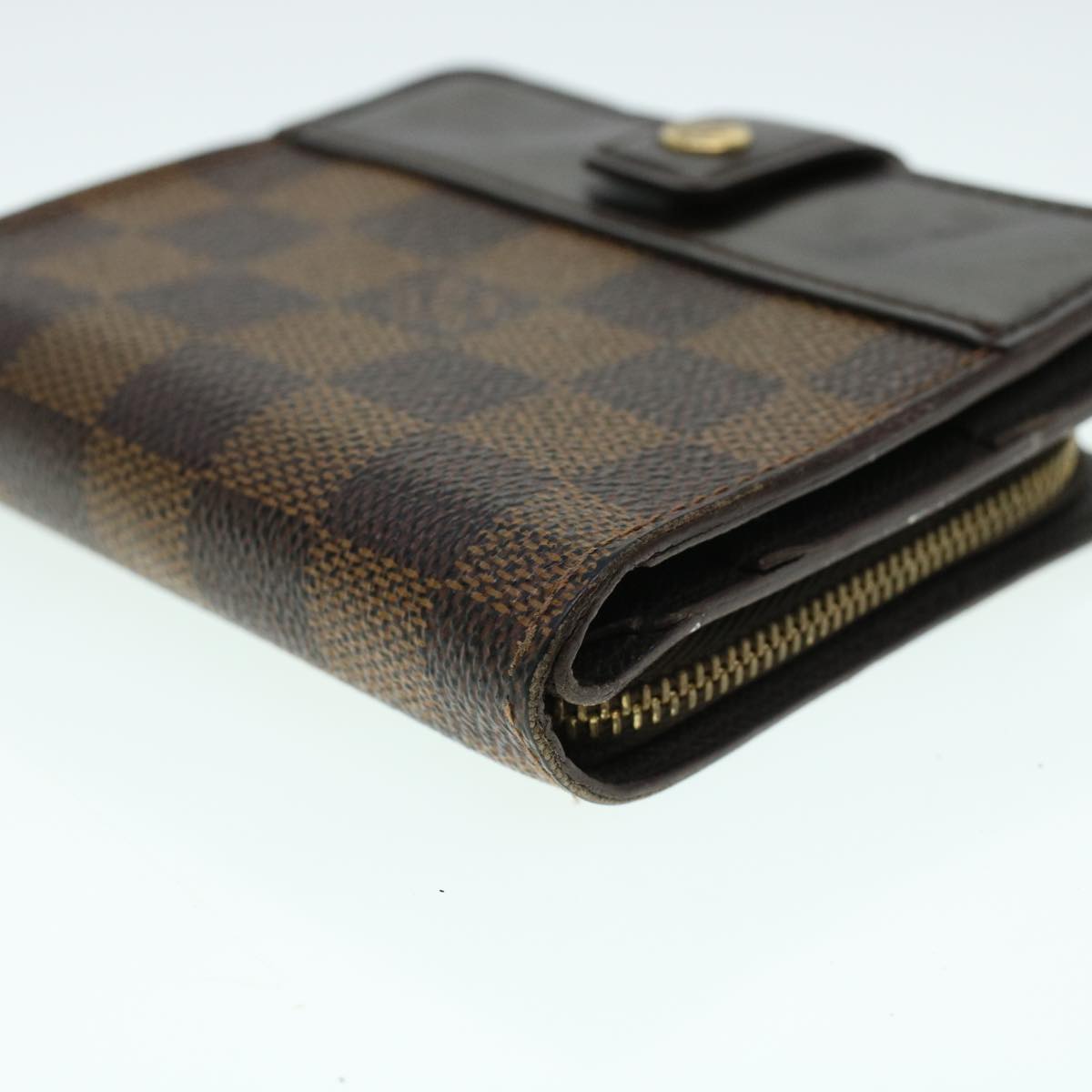 LOUIS VUITTON Damier Ebene Compact zip Wallet N61668 LV Auth 41426