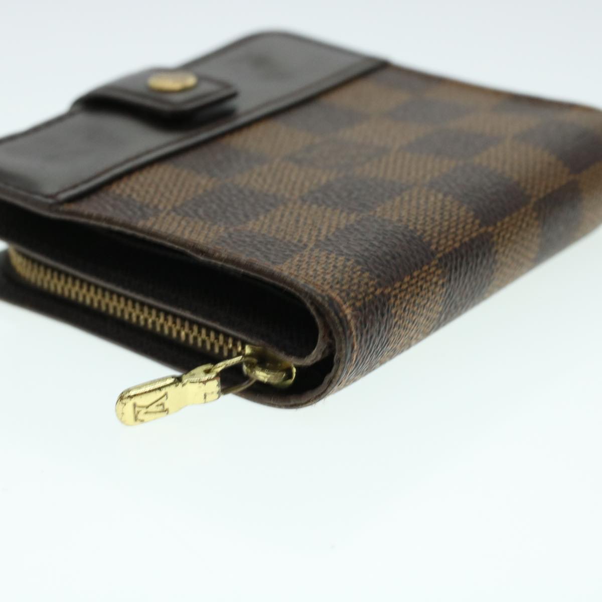 LOUIS VUITTON Damier Ebene Compact zip Wallet N61668 LV Auth 41426