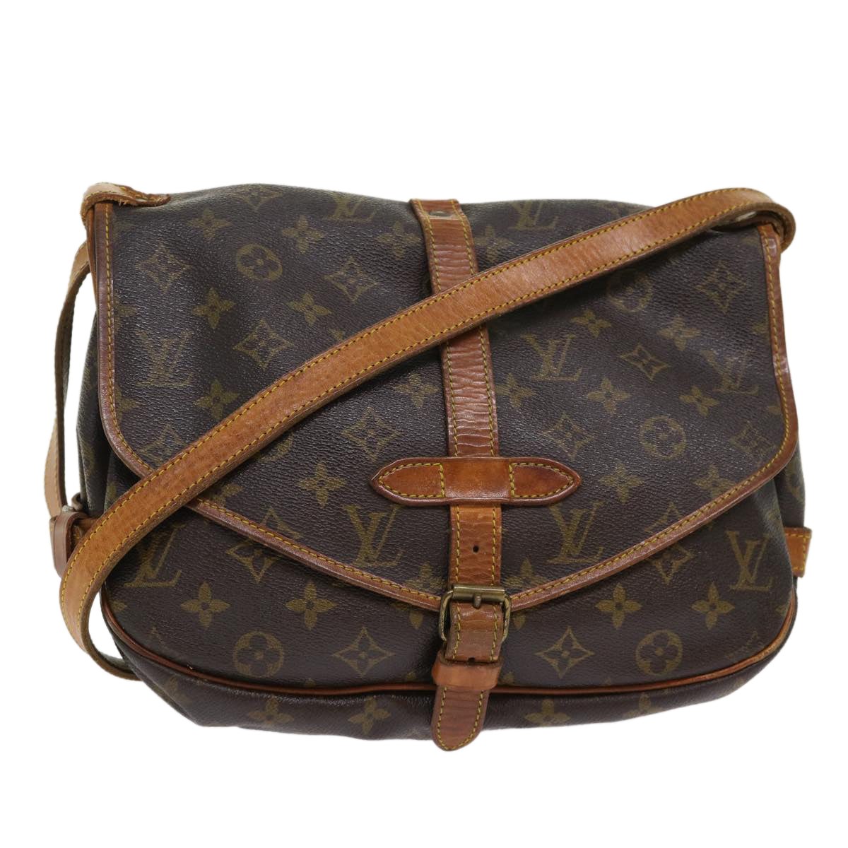 LOUIS VUITTON Monogram Saumur 30 Shoulder Bag M42256 LV Auth 41496