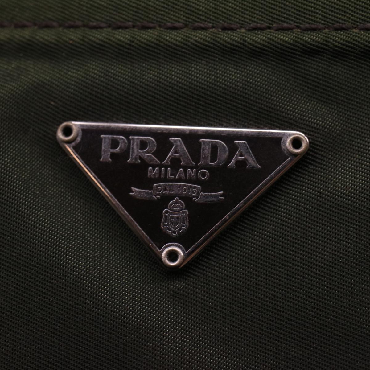 PRADA Hand Bag Nylon Khaki Auth 41582