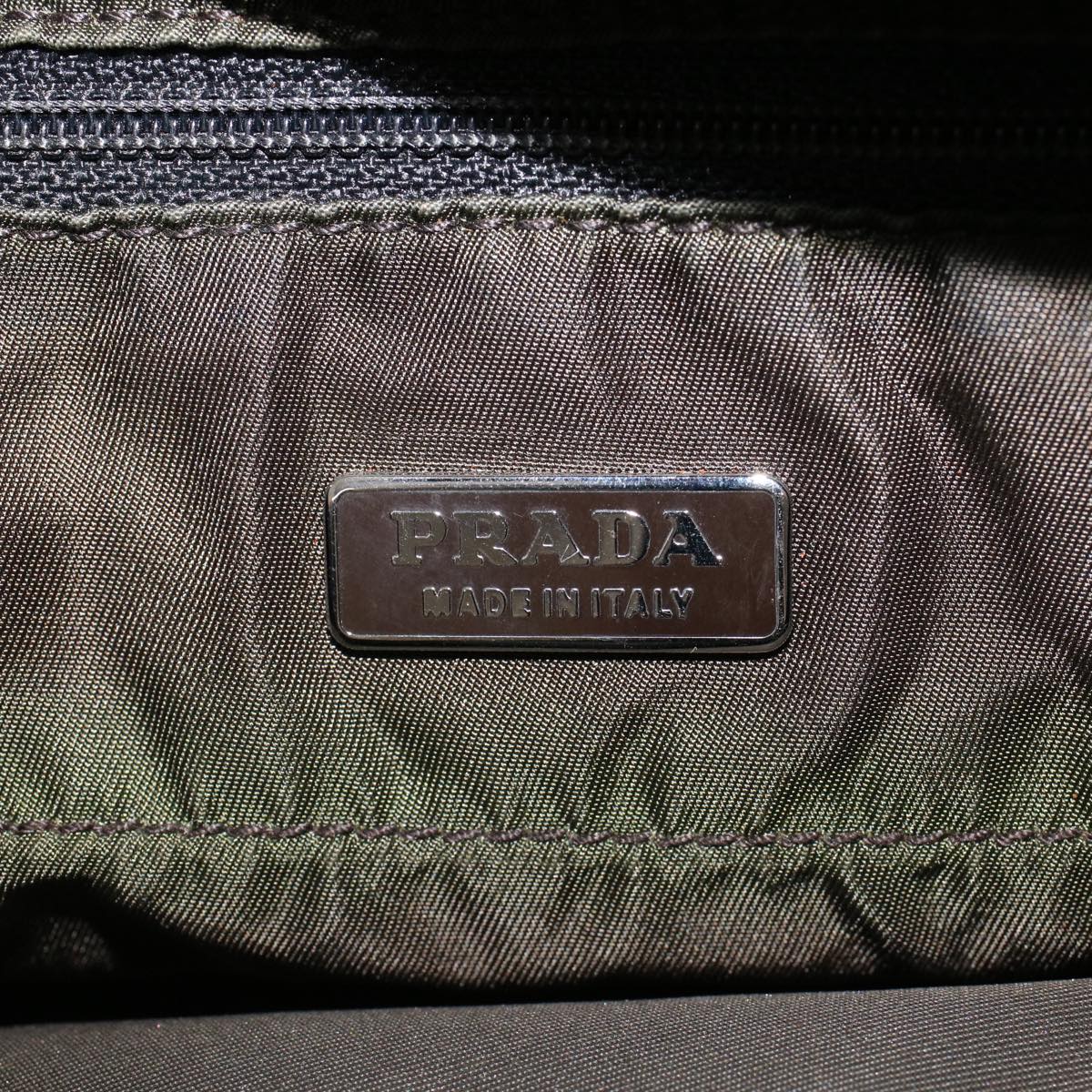 PRADA Hand Bag Nylon Khaki Auth 41582