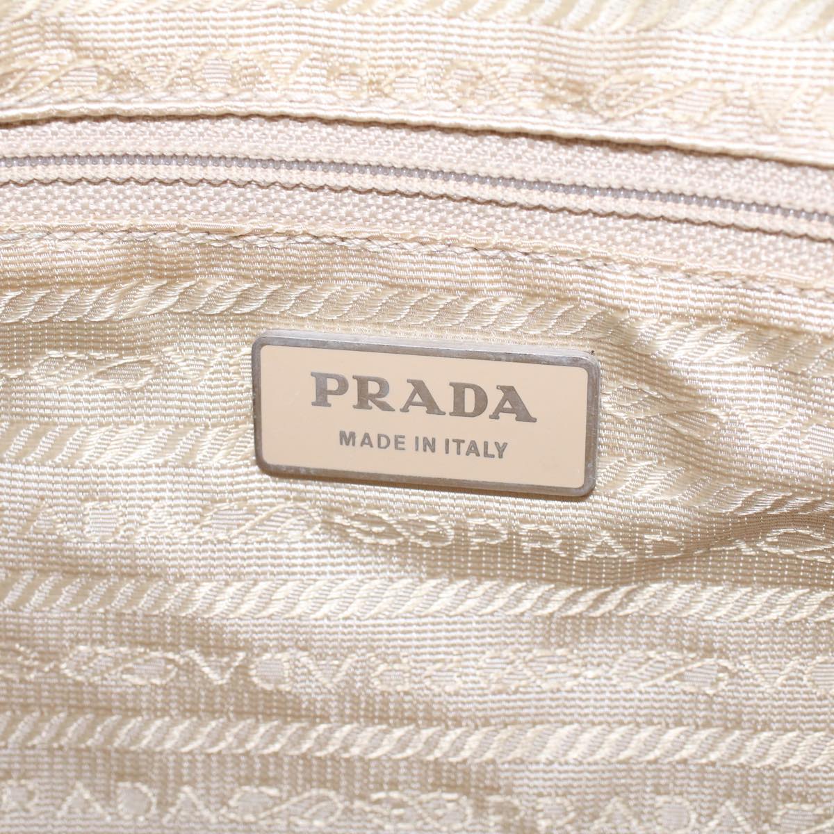 PRADA Shoulder Bag Nylon Beige Auth 41596