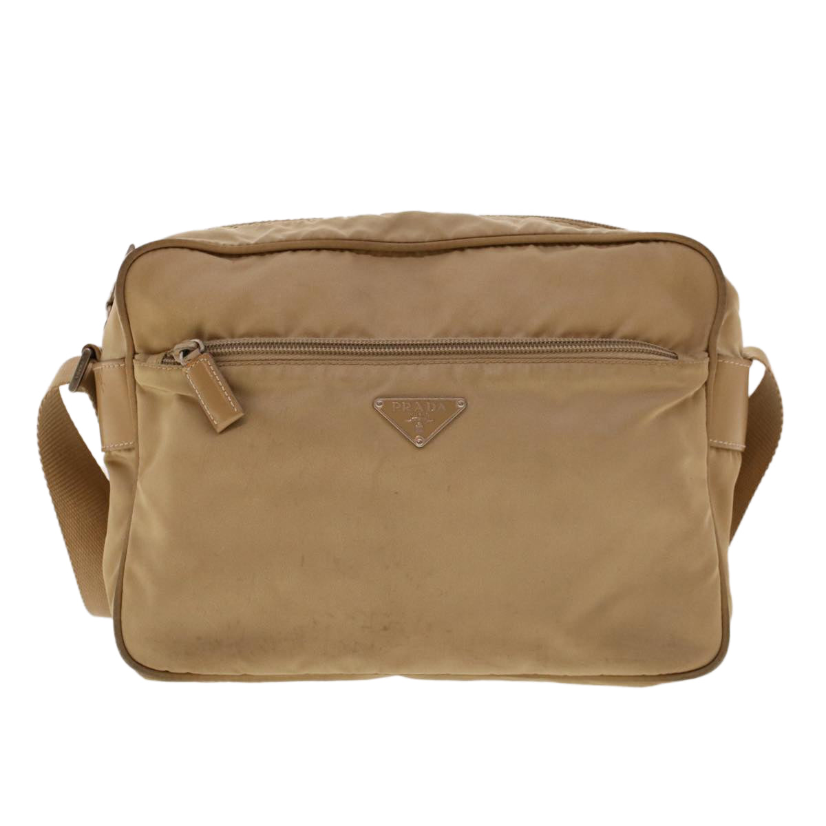 PRADA Shoulder Bag Nylon Beige Auth 41596