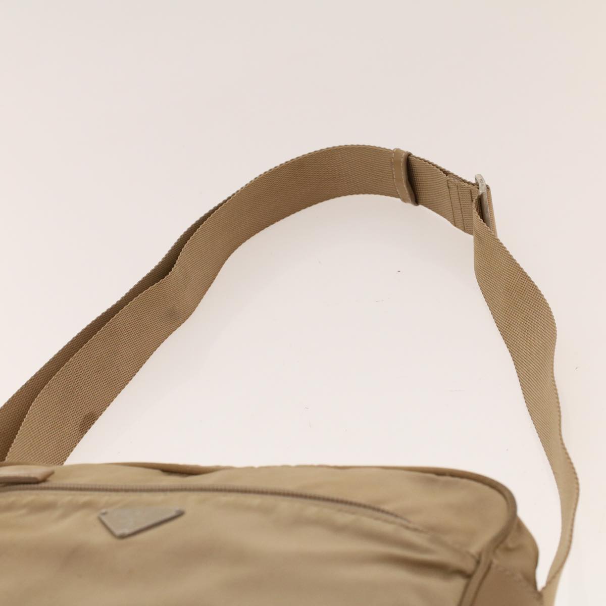 PRADA Shoulder Bag Nylon Beige Auth 41596