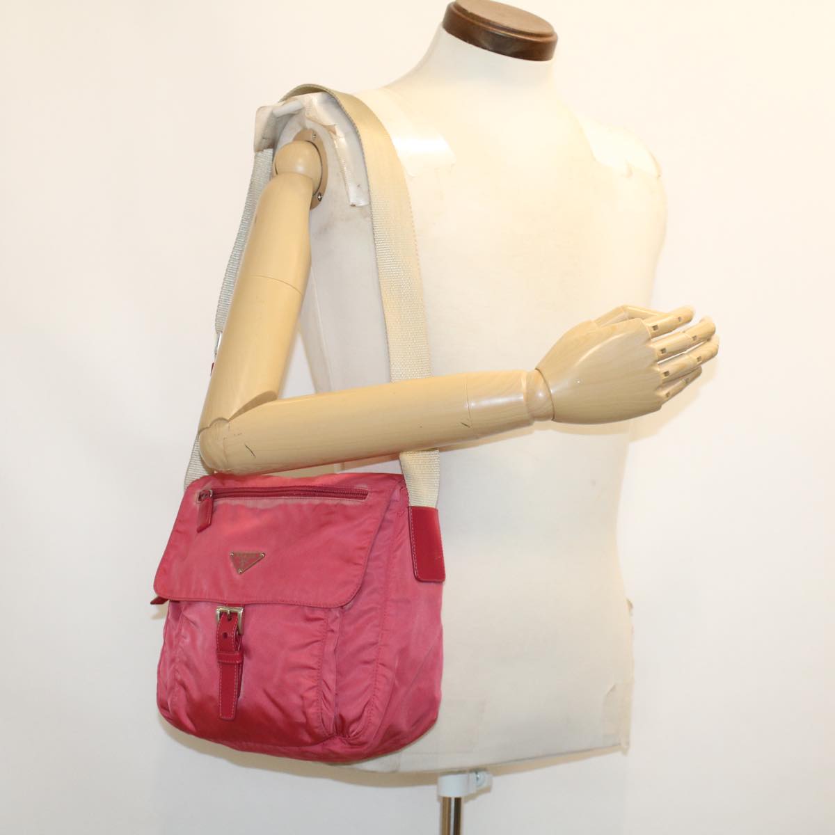 PRADA Shoulder Bag Nylon Pink Auth 41597