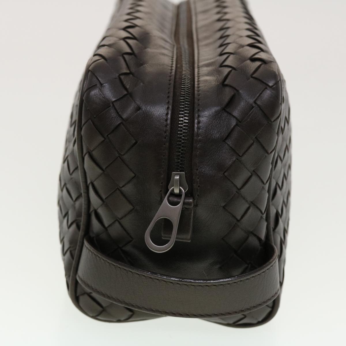 BOTTEGAVENETA INTRECCIATO Clutch Bag Leather Dark Brown Auth 41600