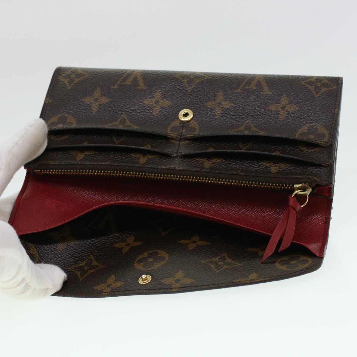 LOUIS VUITTON Monogram Portefeuille Emilie Long Wallet Red M60697 LV Auth 41603