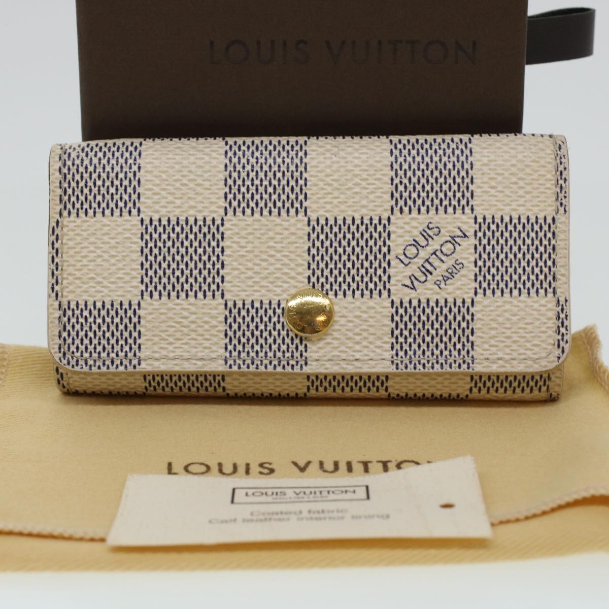 LOUIS VUITTON Damier Azur Multicles 4 Key Case N60020 LV Auth 41661