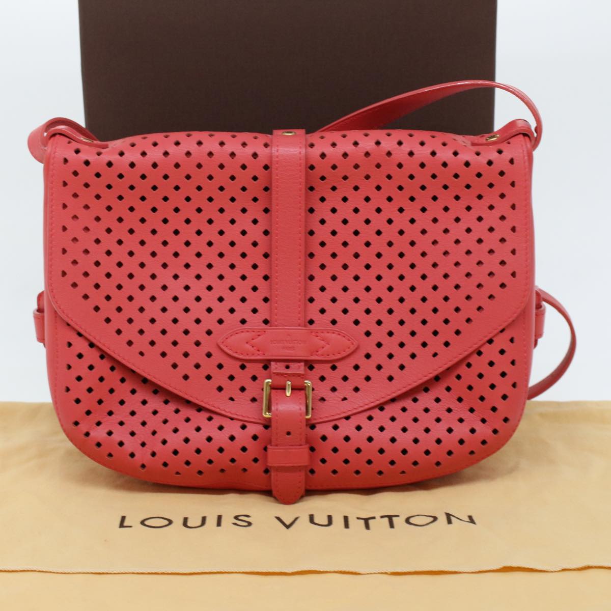 LOUIS VUITTON Perfo Furore Saumur Shoulder Bag Pink LV Auth 41755A