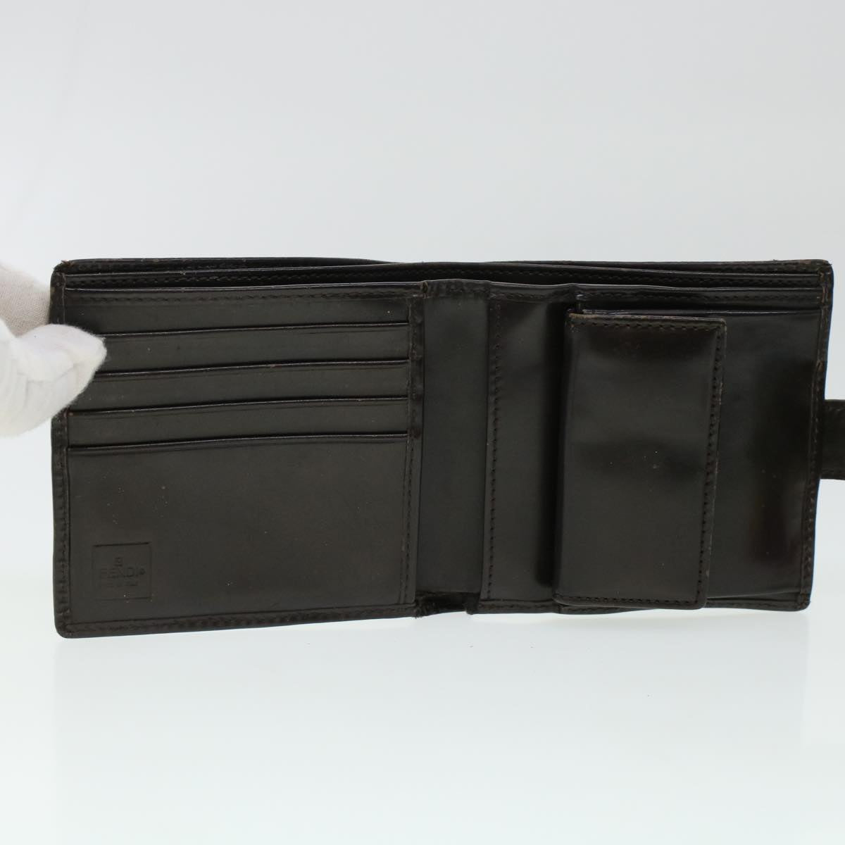 FENDI Key Case Zucca Canvas Wallet 3Set Black Brown Auth 41787