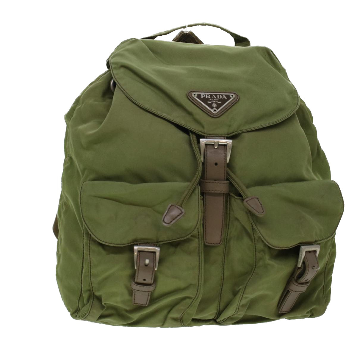 PRADA Backpack Nylon Khaki Auth 41796