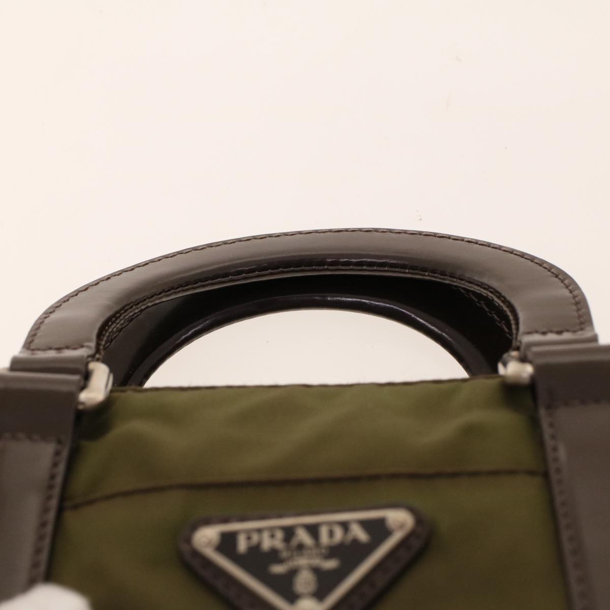 PRADA Hand Bag Nylon 2way Khaki Auth 41803