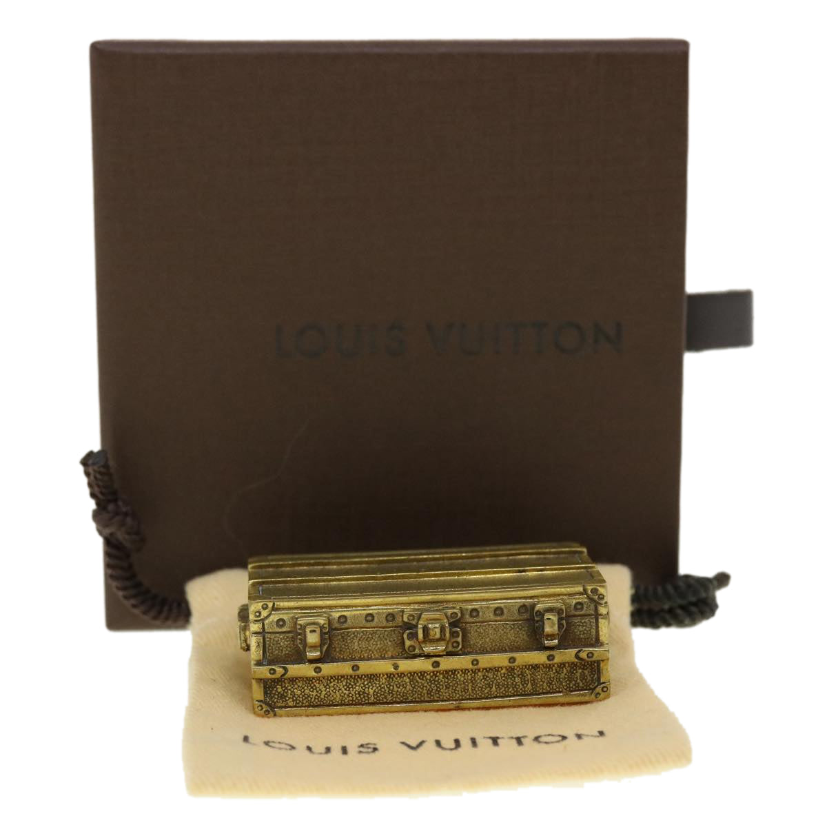 LOUIS VUITTON Paper Weight Metal Gold Tone LV Auth 41942