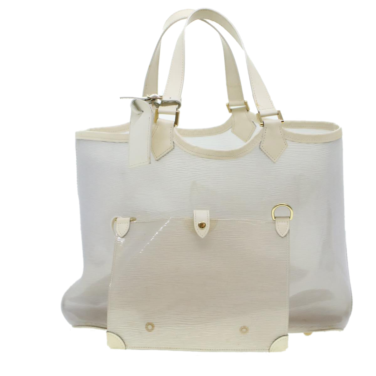 LOUIS VUITTON Epi Plage Lagoon Bay Tote Bag White Clear M92151 LV Auth 42037