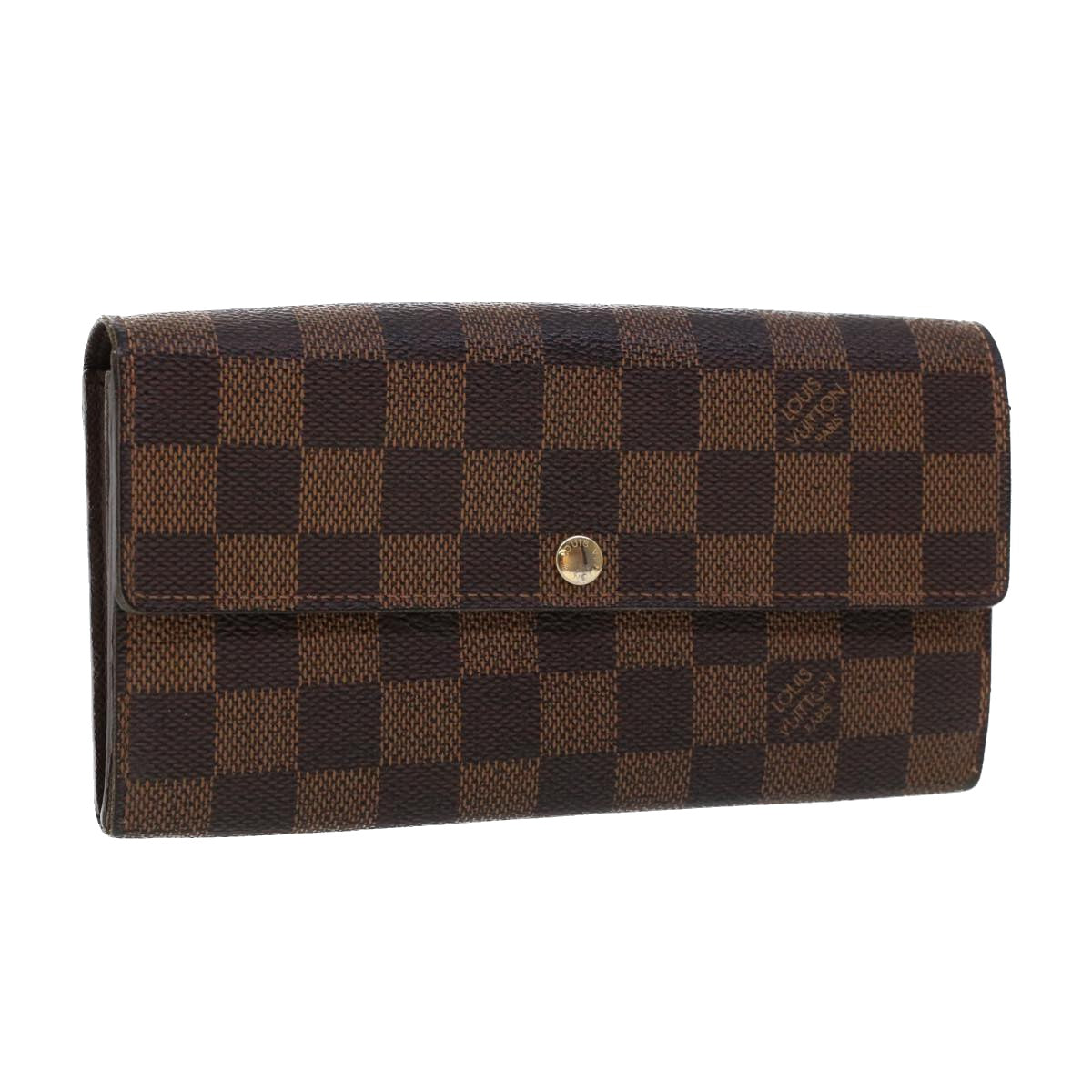 LOUIS VUITTON Damier Ebene Portefeuille Sarah Long Wallet N61734 LV Auth 42065