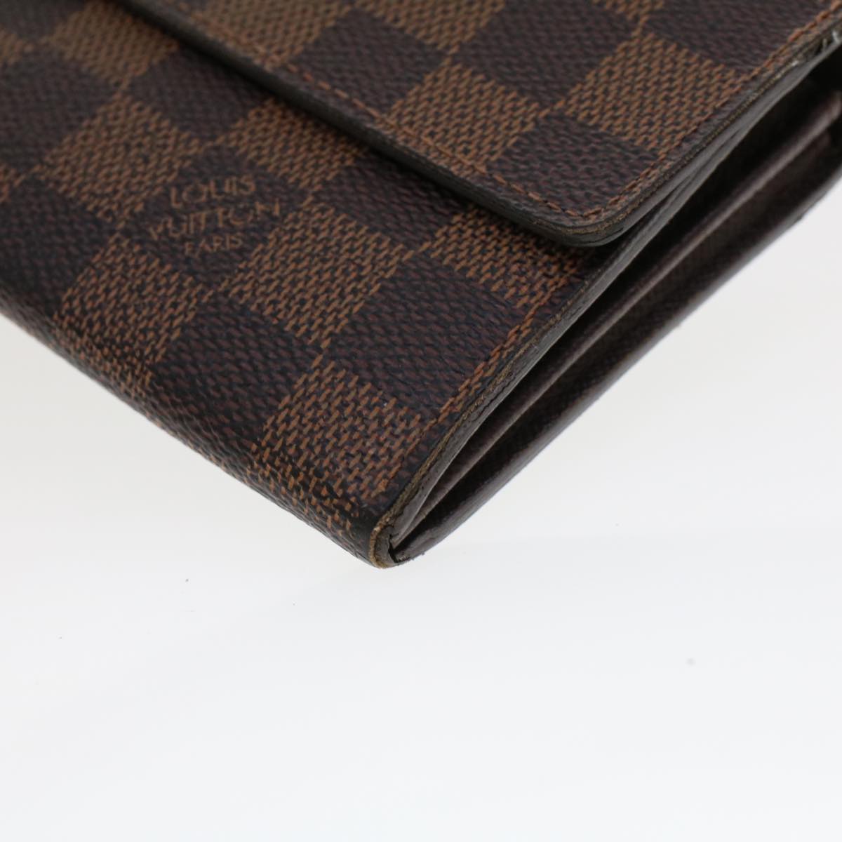 LOUIS VUITTON Damier Ebene Portefeuille Sarah Long Wallet N61734 LV Auth 42065