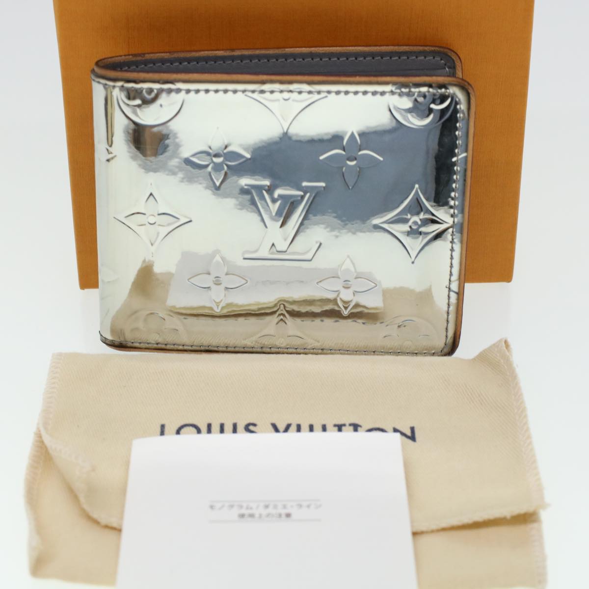 LOUIS VUITTON Mirror Portefeuille Slender Bifold Wallet Silver M80806 LV 42083