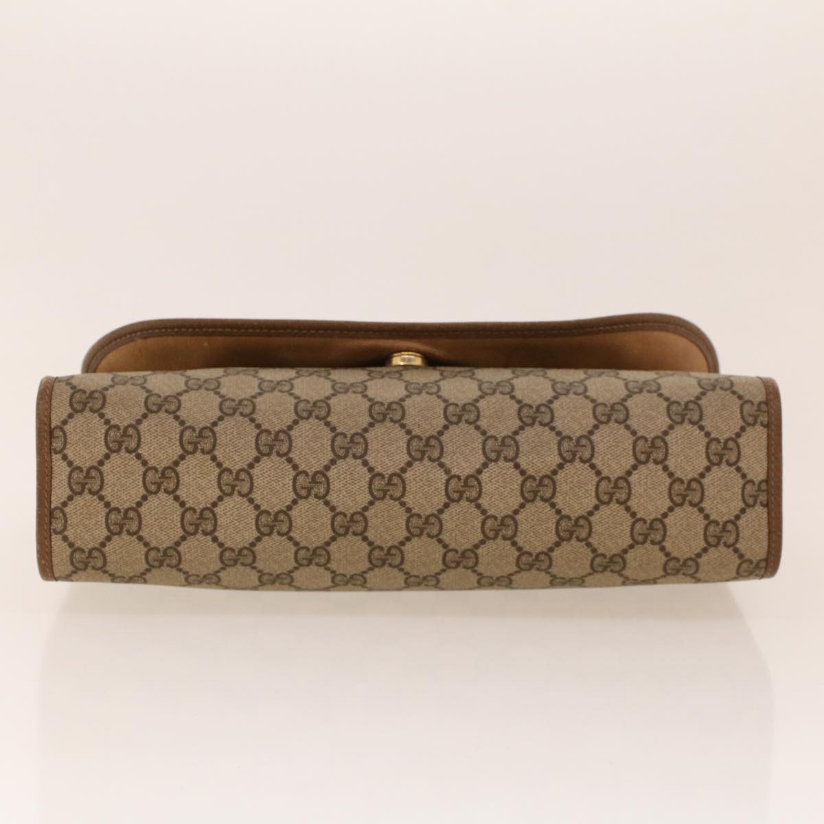 GUCCI GG Canvas Web Sherry Line Clutch Bag PVC Leather Beige Green Auth 42088