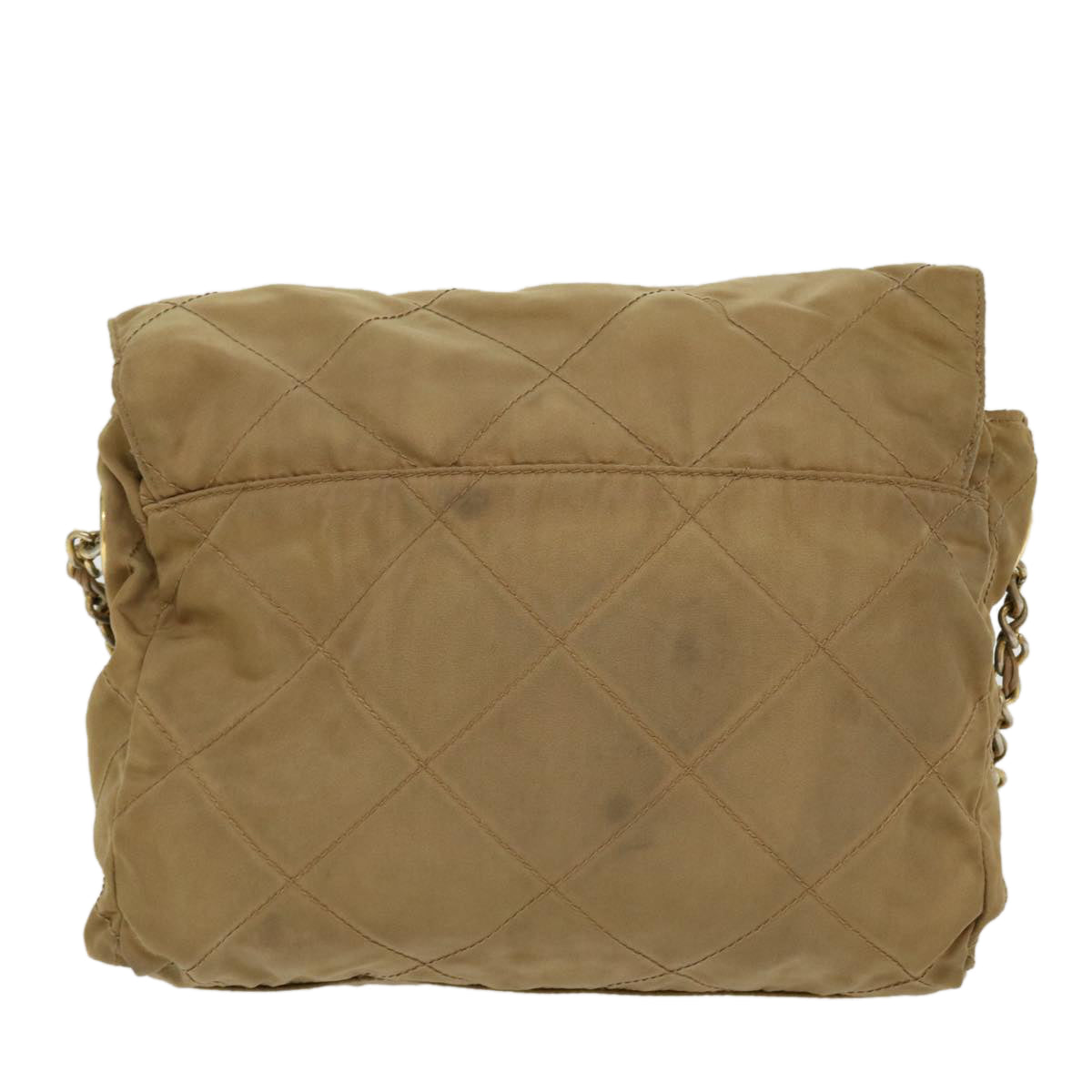 PRADA Chain Shoulder Bag Nylon Khaki Auth 42097