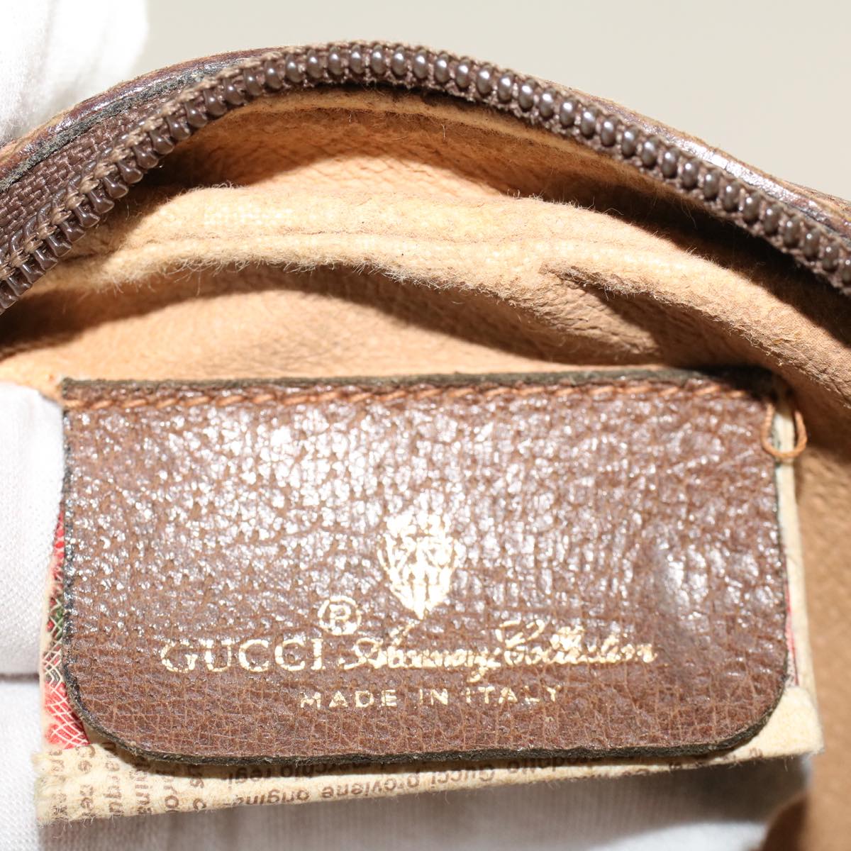 GUCCI GG Canvas Web Sherry Line Clutch Bag Beige Red Green 8901034 Auth 42098