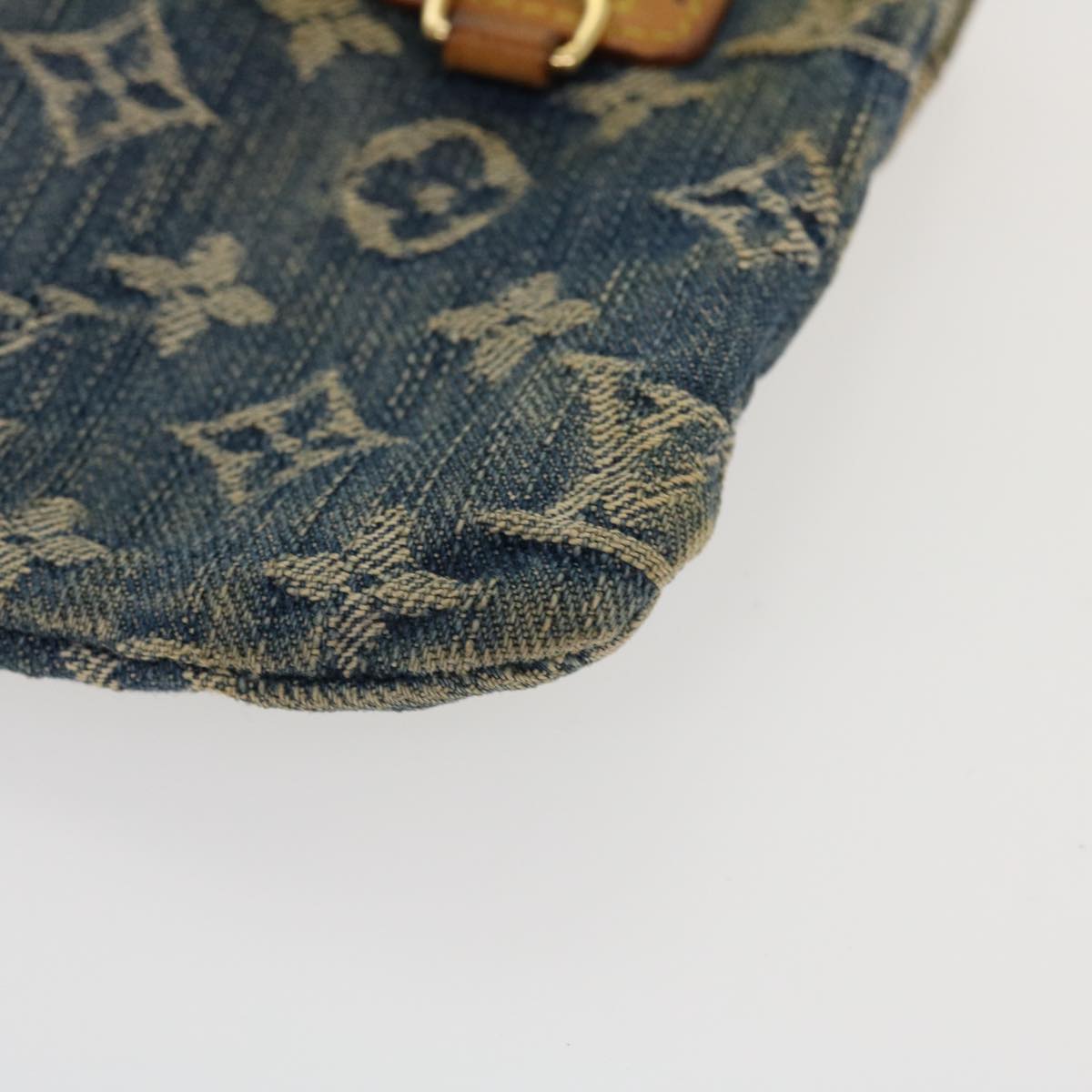 LOUIS VUITTON Monogram Denim Pochette Platt Clutch Bag Blue M95007 LV Auth 42129