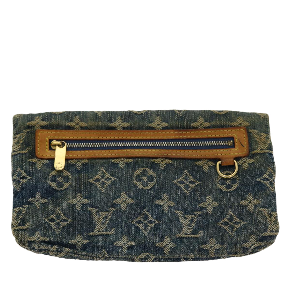 LOUIS VUITTON Monogram Denim Pochette Platt Clutch Bag Blue M95007 LV Auth 42129