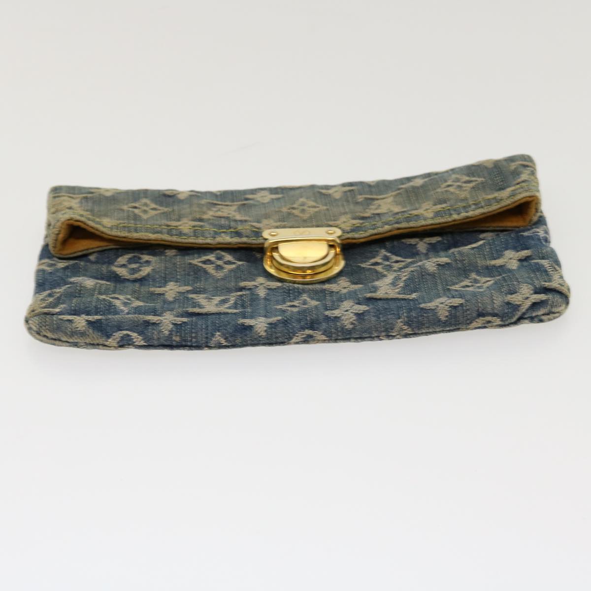 LOUIS VUITTON Monogram Denim Pochette Platt Clutch Bag Blue M95007 LV Auth 42129