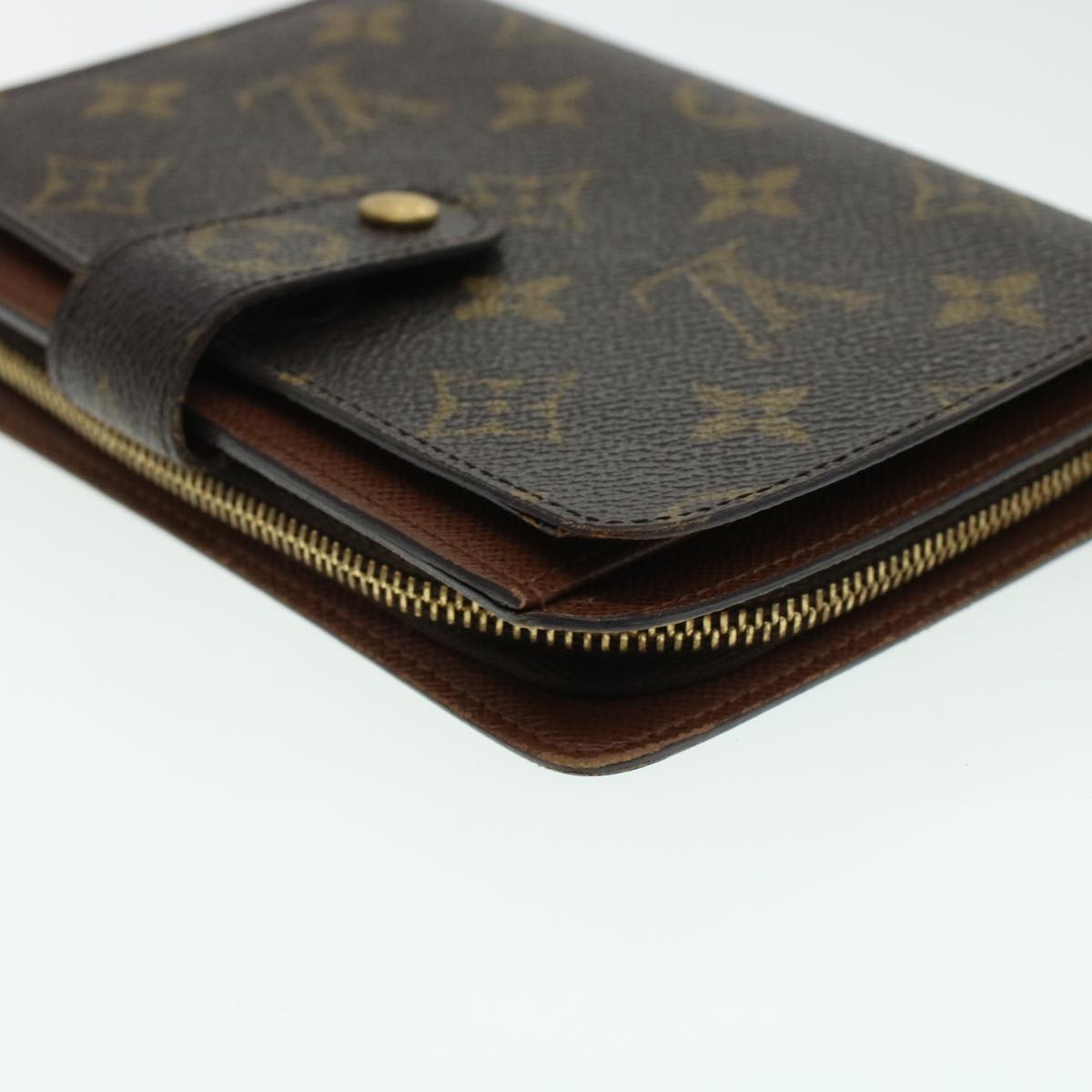 LOUIS VUITTON Monogram Porte Papier Zip Wallet M61207 LV Auth 42144