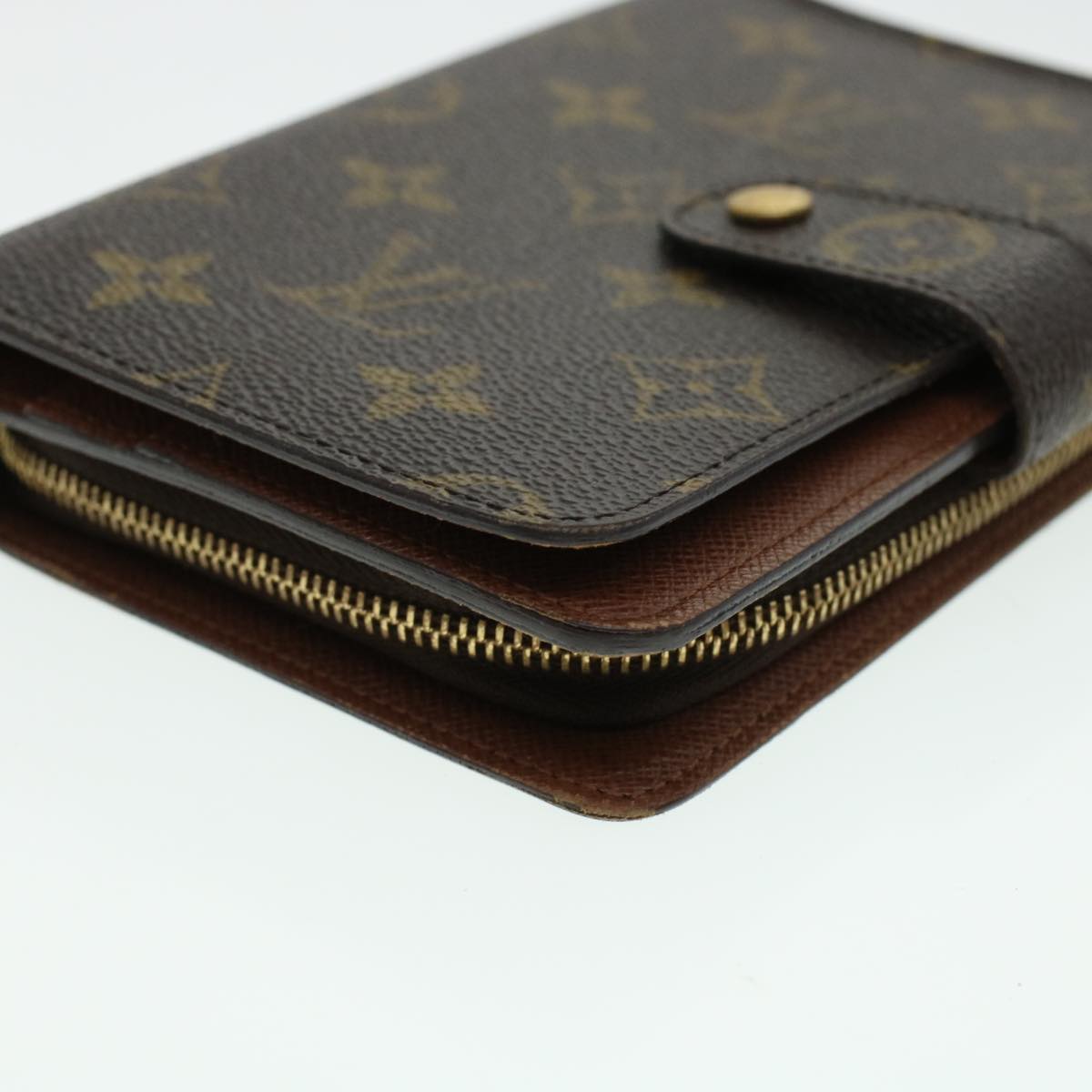 LOUIS VUITTON Monogram Porte Papier Zip Wallet M61207 LV Auth 42144