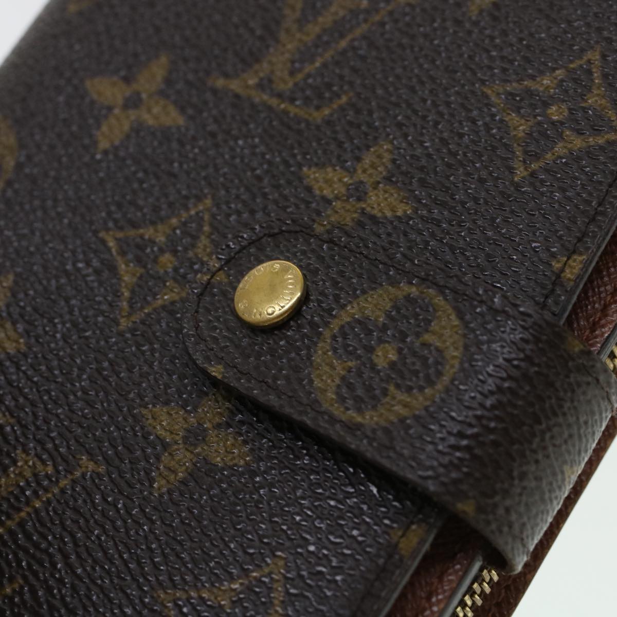 LOUIS VUITTON Monogram Porte Papier Zip Wallet M61207 LV Auth 42144