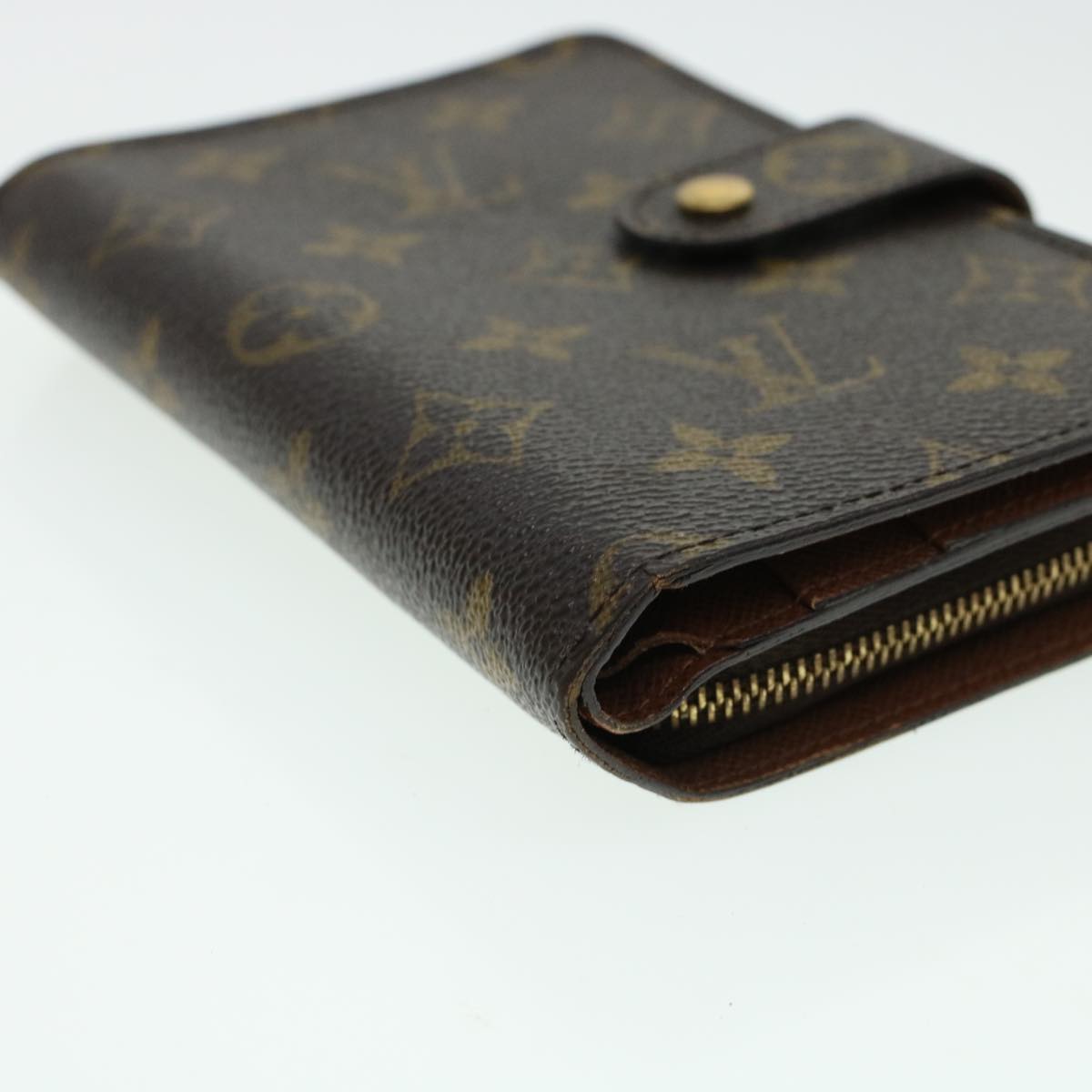 LOUIS VUITTON Monogram Porte Papier Zip Wallet M61207 LV Auth 42144