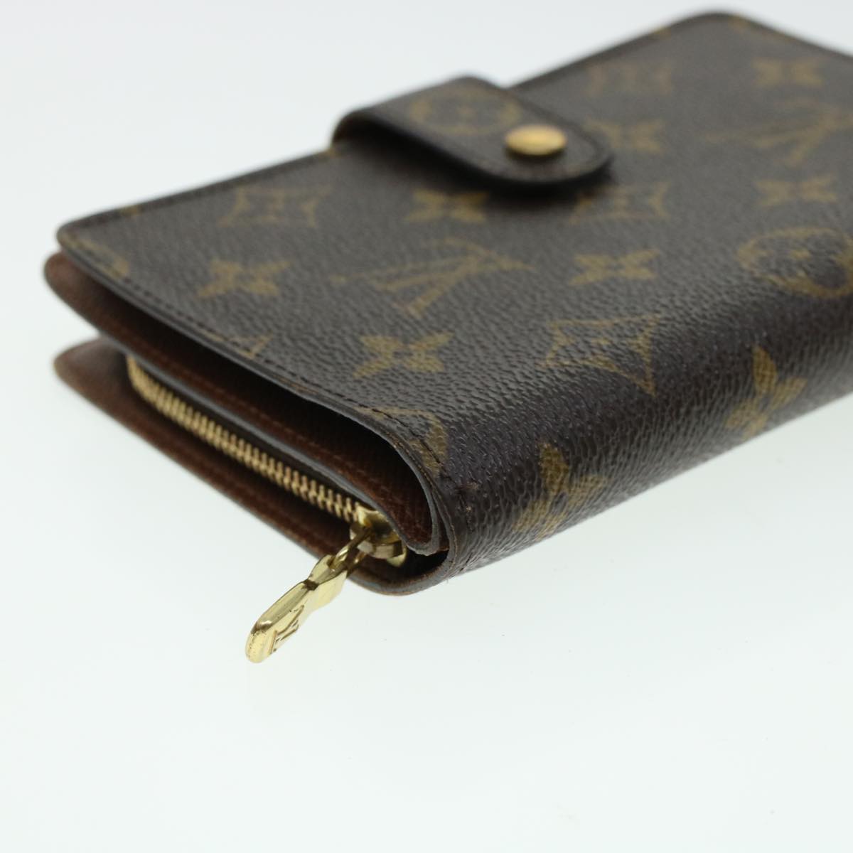 LOUIS VUITTON Monogram Porte Papier Zip Wallet M61207 LV Auth 42144