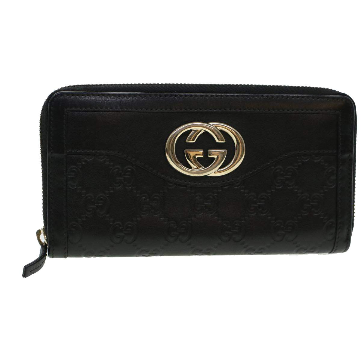 GUCCI GG Canvas Guccissima Long Wallet Black 291132 Auth 42180