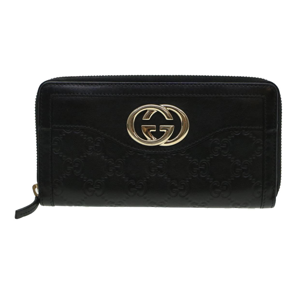 GUCCI GG Canvas Guccissima Long Wallet Black 291132 Auth 42180