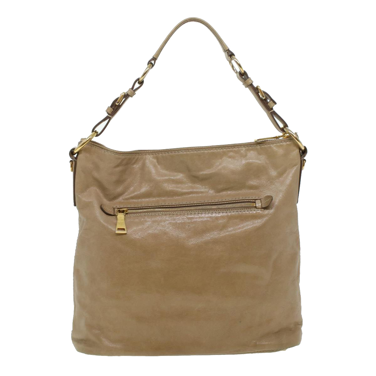 PRADA Shoulder Bag Leather Beige Auth 42190 - 0