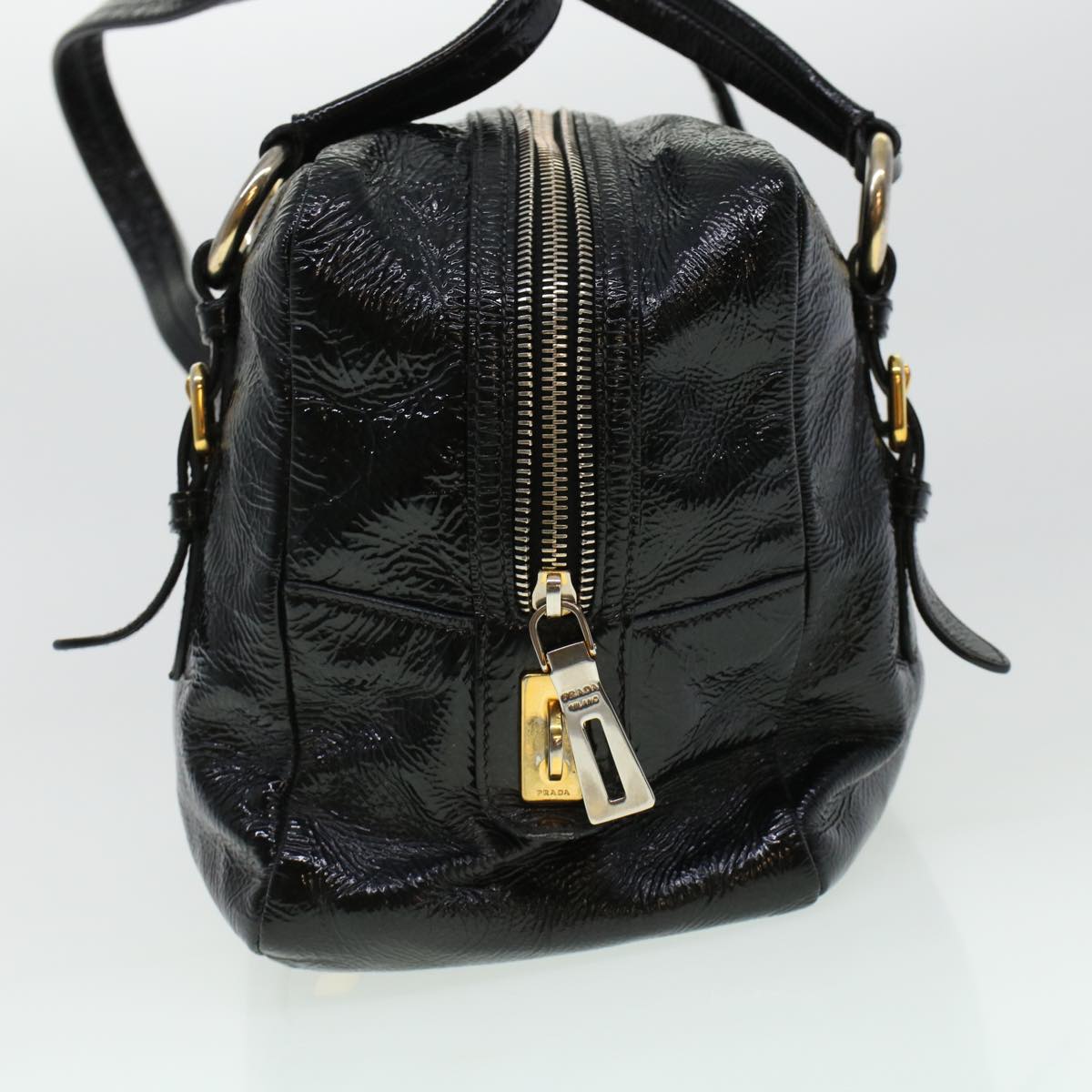 PRADA Shoulder Bag Leather Black Auth 42191