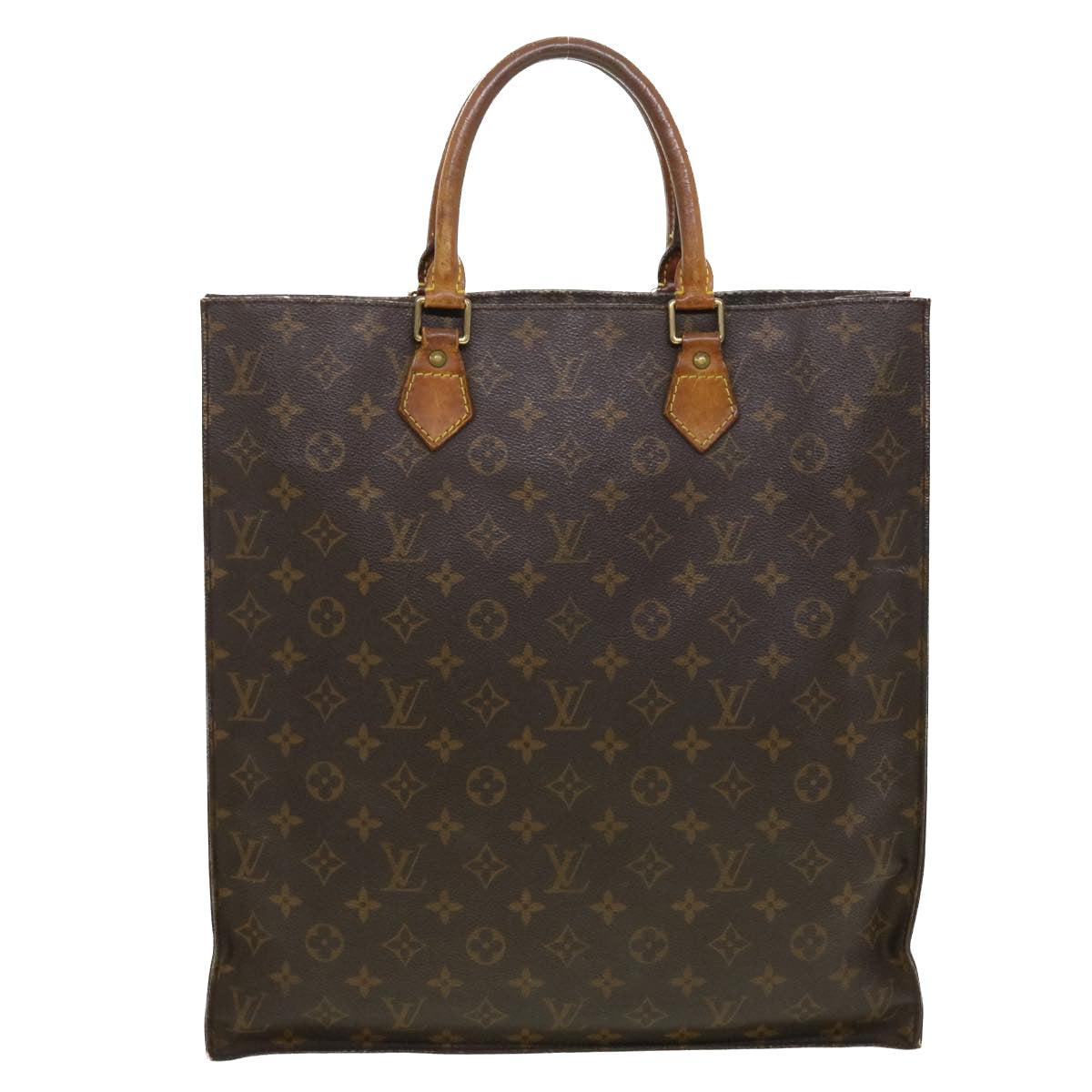 LOUIS VUITTON Monogram Sac Plat Hand Bag M51140 LV Auth 42195