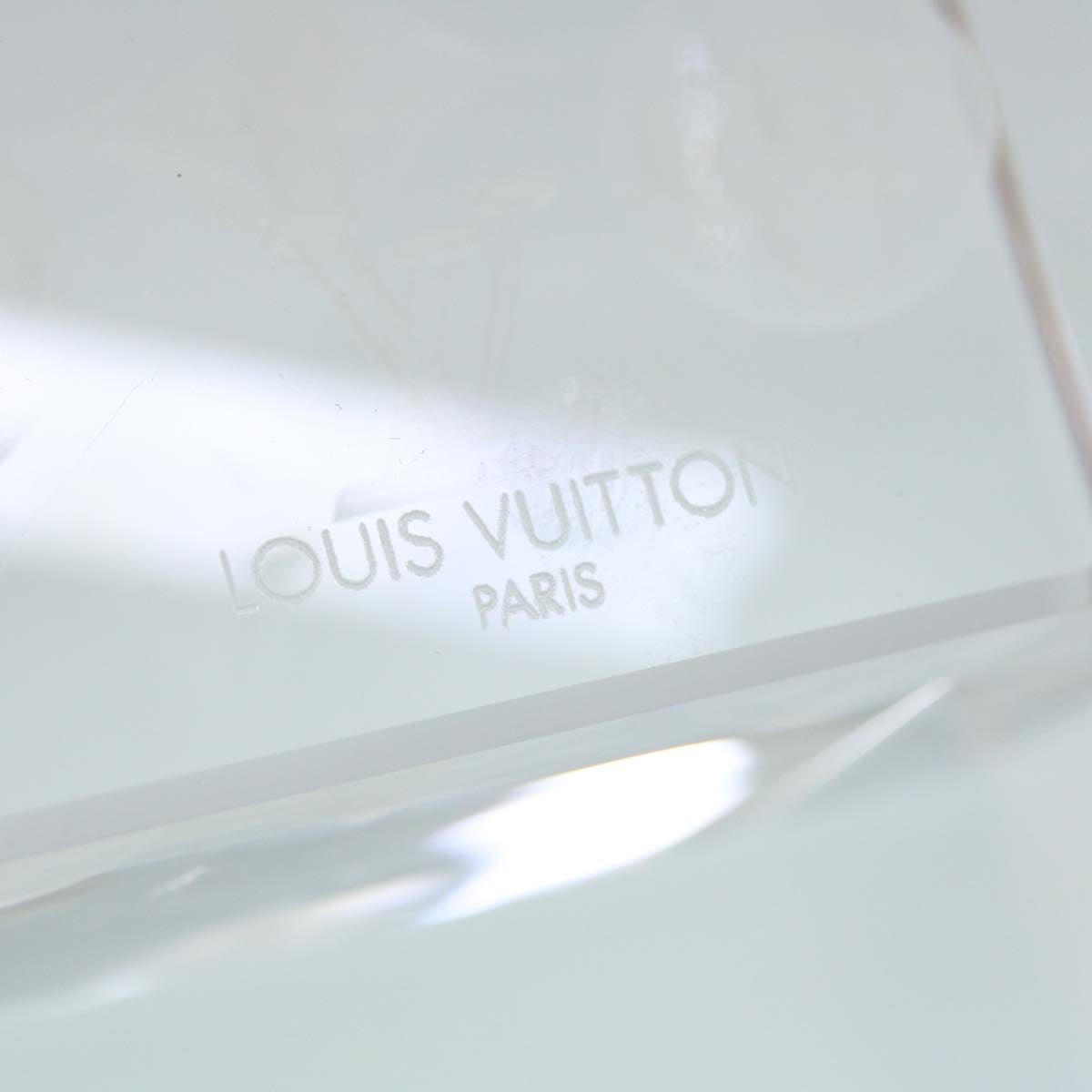 LOUIS VUITTON Paper Weight Crystal Glass Clear LV Auth 42240