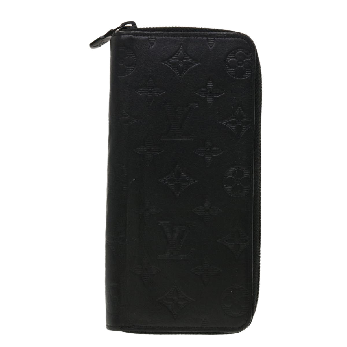 LOUIS VUITTON Monogram Shadow Zippy Wallet Vertical Black M62902 LV Auth 42243