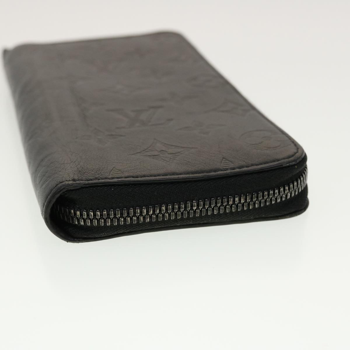 LOUIS VUITTON Monogram Shadow Zippy Wallet Vertical Black M62902 LV Auth 42243