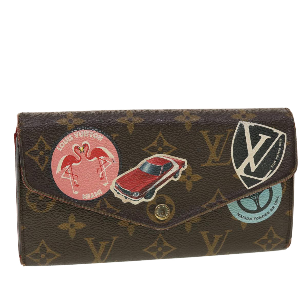 LOUIS VUITTON Monogram Sticker Portefeiulle Sarah Long Wallet M62147 Auth 42325